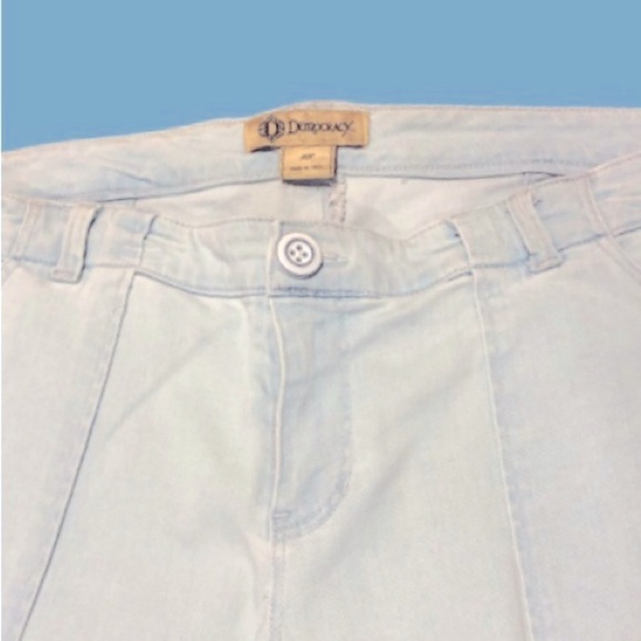 Democracy Y2K icy blue hi rise straight leg jeans w triangle frt pockets SZ 18 - Picture 5 of 7